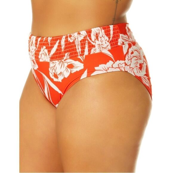 Women's Mid Rise Smocked Swim Bottoms Swimsuit Bathing Suit Hawaiian Size 3X - Picture 7 of 7